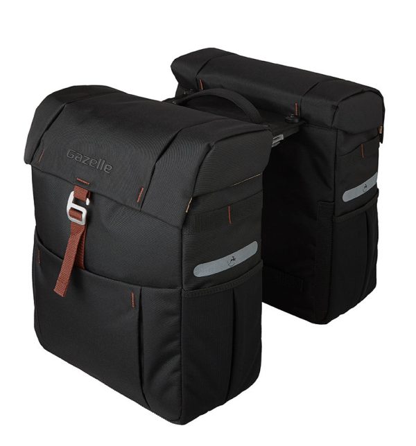 Gazelle Tas dubbel black brown adapter Mik