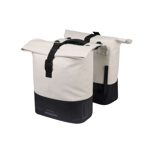 Basil fietstas dubbel Cove gebroken wit/zwart MIK Off White/Black