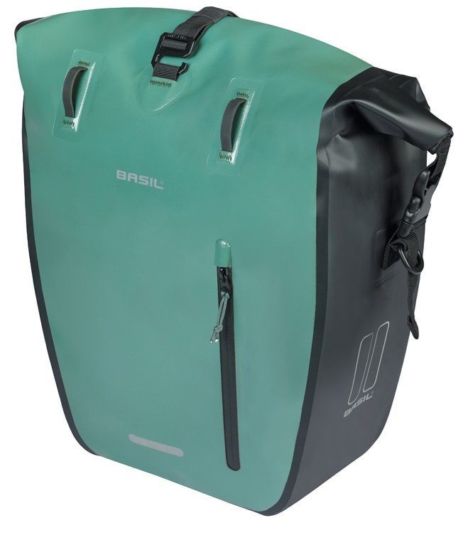 Basil fietstas enkel Rivo L MIK Hooks groen 25-31L Silvergreen/Black