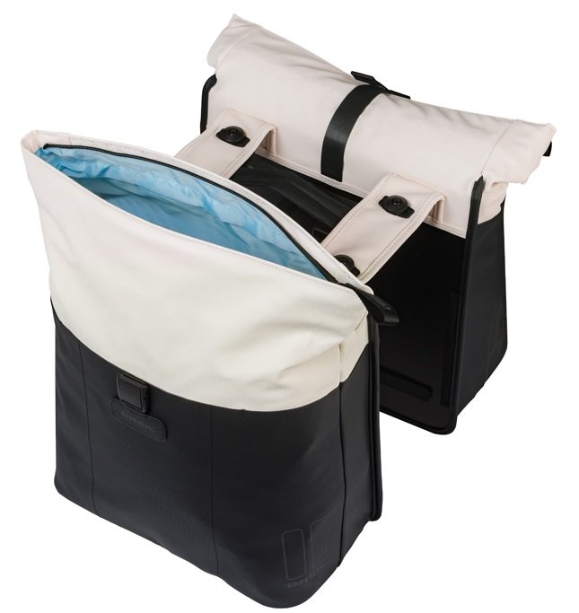 Basil fietstas dubbel Vive gebroken wit/zwart MIK Off White/Black