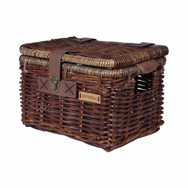 Basil mand riet Denton 24L + deksel brown 39x27x Bruin