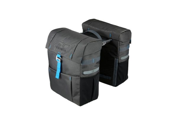 Gazelle Tas dubbel black blue adapter Mik