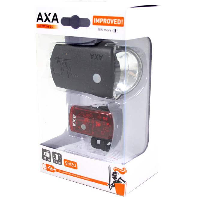 Axa verlichtingsset Greenline usb 35 lux Zwart - Afbeelding 3