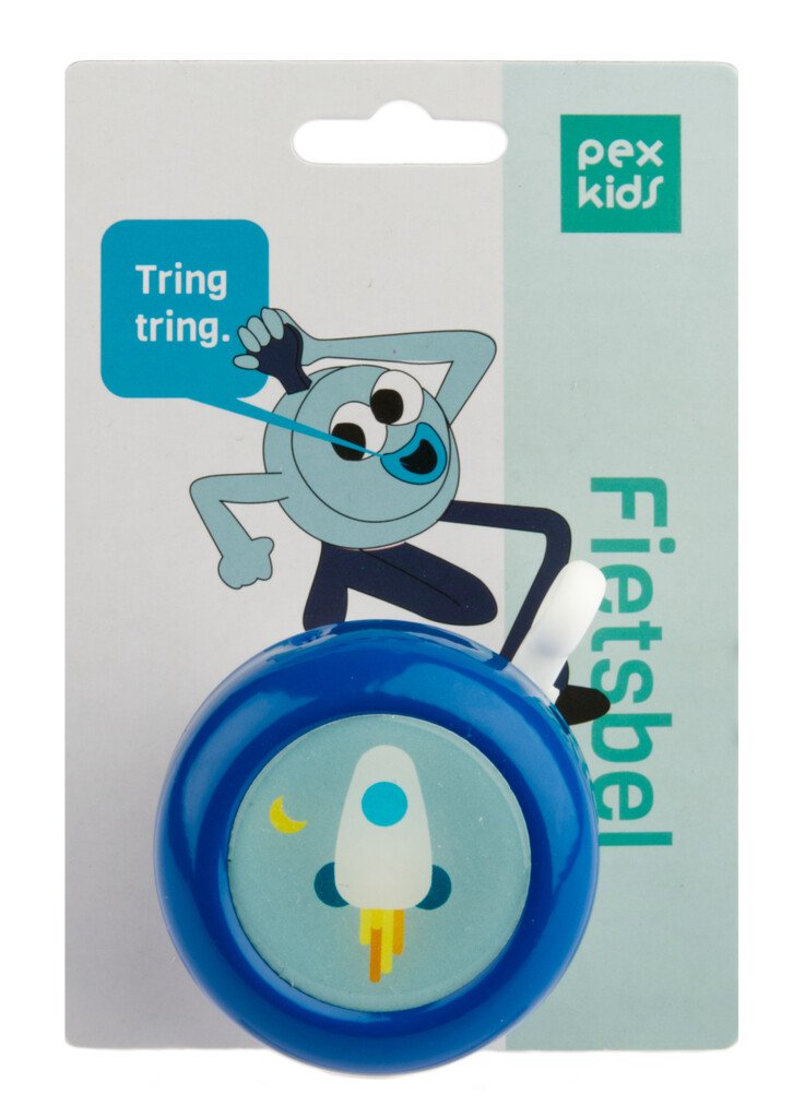 Pexkids fietsbel Rocket Blauw/wit