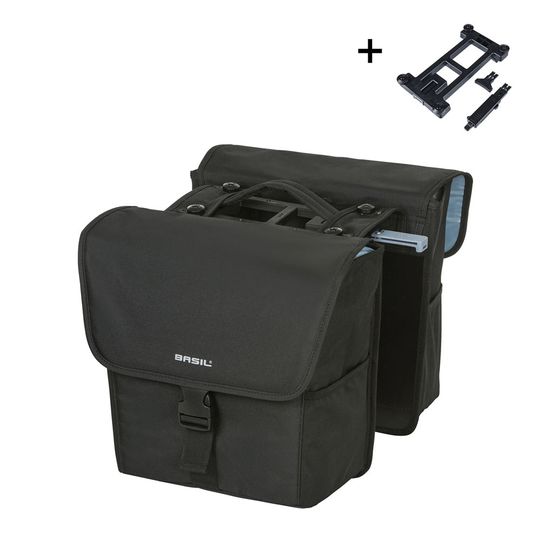 Basil fietstas dubbel Go MIK 32L Solid Black