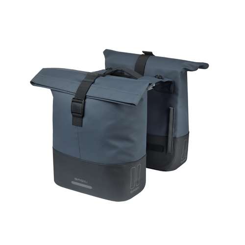 Basil fietstas dubbel Cove marine blauw/zwart MIK Zwart-blauw