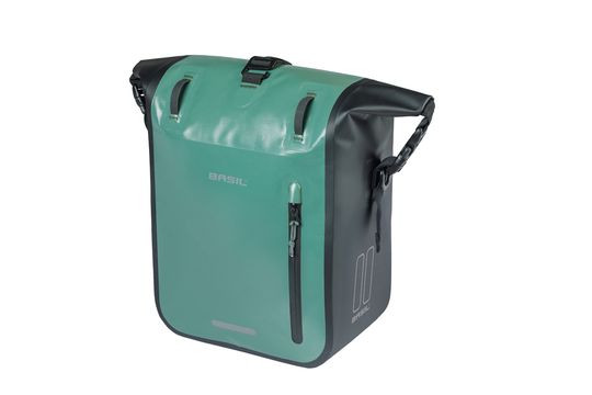 Basil fietstas enkel Rivo M MIK Hooks groen 12-15L Zwart-groen