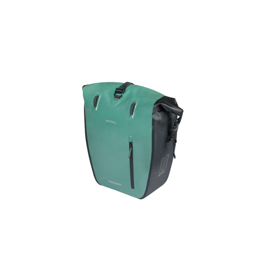 Basil fietstas enkel Rivo L MIK Hooks groen 25-31L Zwart-groen